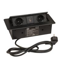 Блок розеток горизонт 2 розетки+2 USB черный 11096 