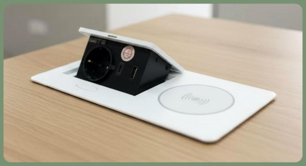 Встраиваемый удлинитель, 1 гнездо, 1USB, 1 type C, беспров. зарядка, белый SBT-1UCWT-10