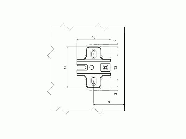 Монтажная планка для петли Firmax, H=2, FRM0141
