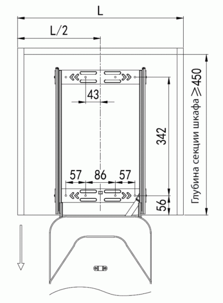 Поворотно-выдвижная гладильная доска, 300х430х140мм, серый FIRMAX FRM5812.430