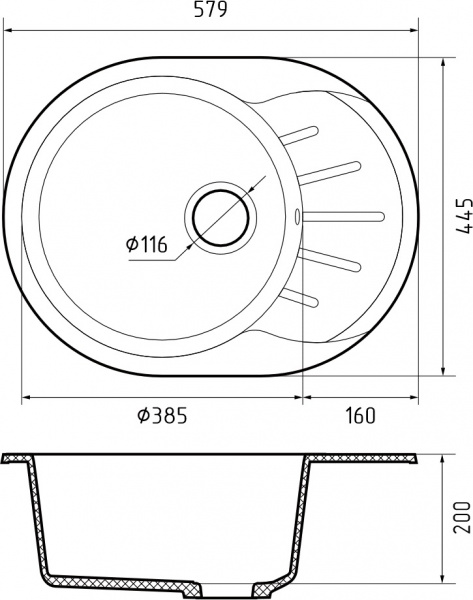 Мойка RONDO 580L , цвет R-580L графит