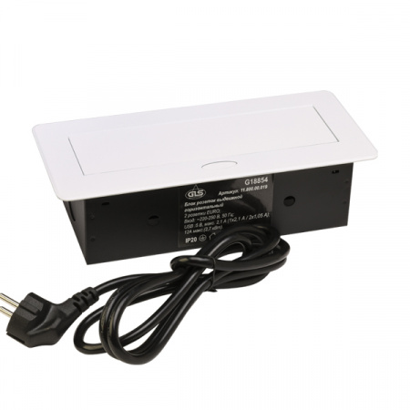 Блок розеток горизонт 2 розетки+2 USB белый 11097