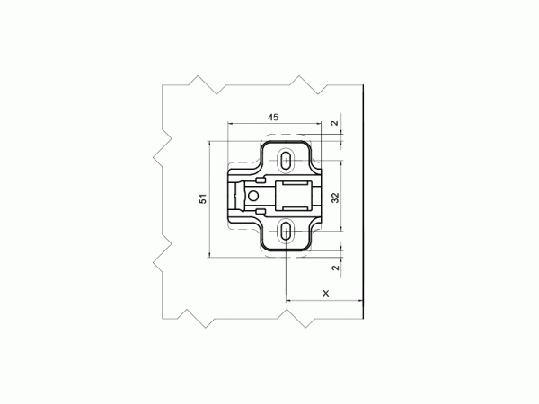 Монтажная планка для петли Firmax, H=2, FRM0197